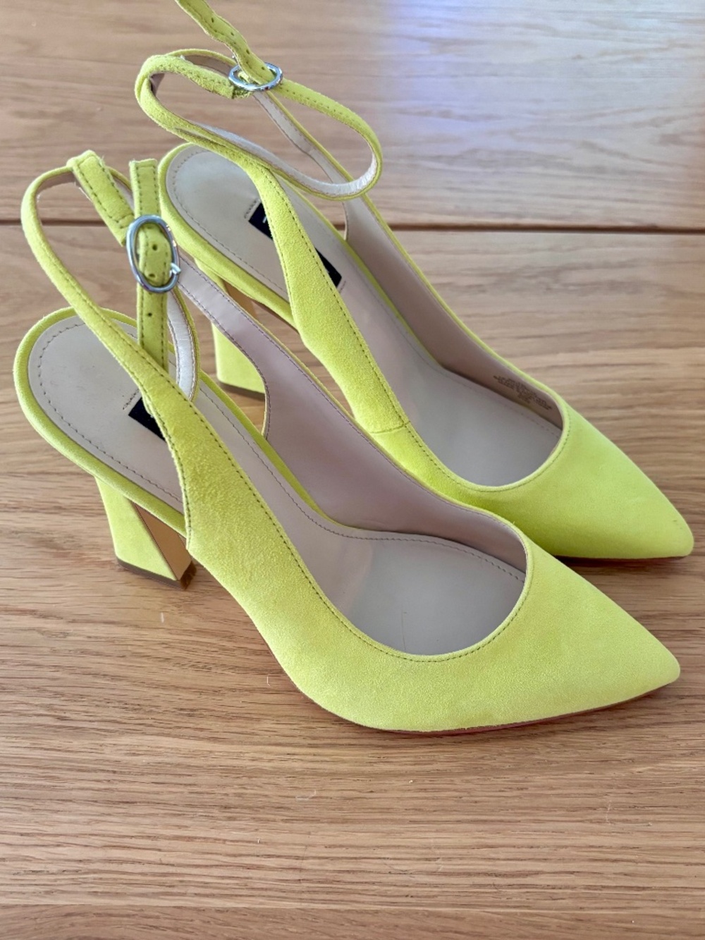 Nine West Pointed-Toe Ankle Strap Heels – Women's Size 7 | Lime Yellow - Picture 1 of 5